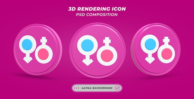 3D 렌더링의 성별 아이콘