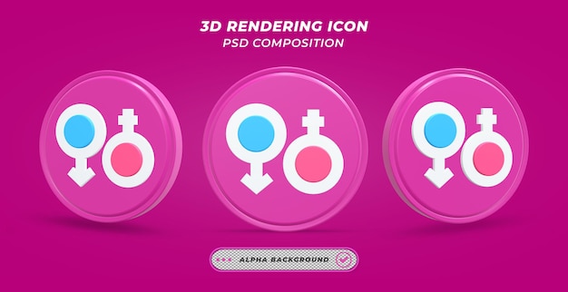 PSD gender icon in 3d rendering