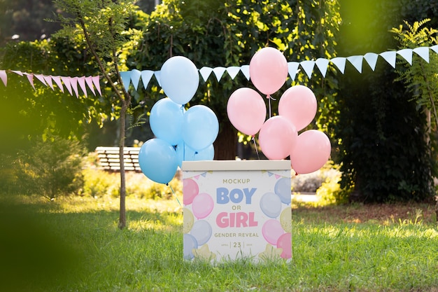 PSD gender onthullen party mockup