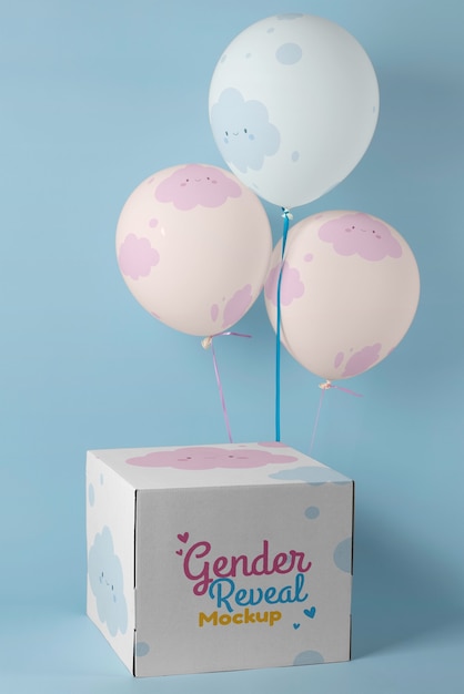 PSD gender reveal decoration mockup design