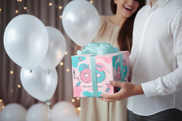 PSD gender reveal gift party mockup design