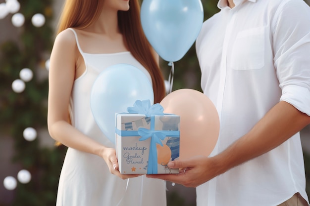 PSD gender reveal gift party mockup design