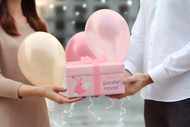 PSD gender reveal gift party mockup design