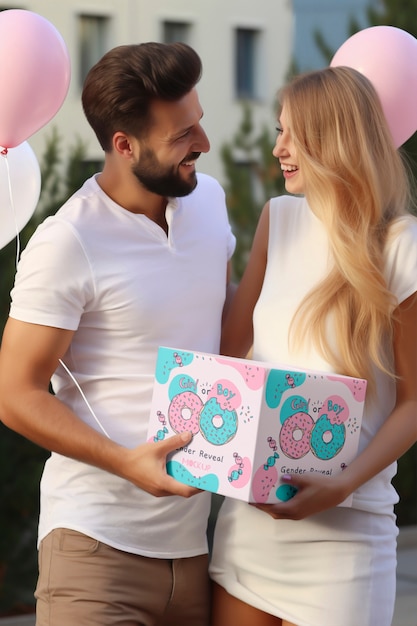 PSD gender reveal gift party mockup design