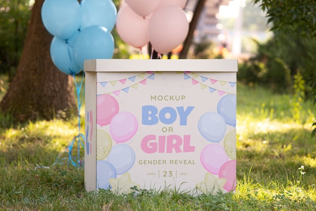 PSD gender reveal party mockup