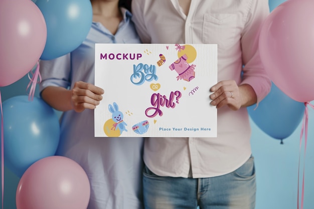 PSD gender reveal party mockup