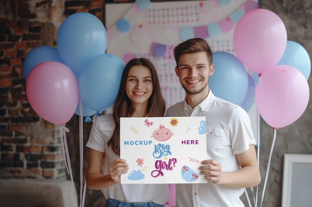 PSD gender reveal party mockup