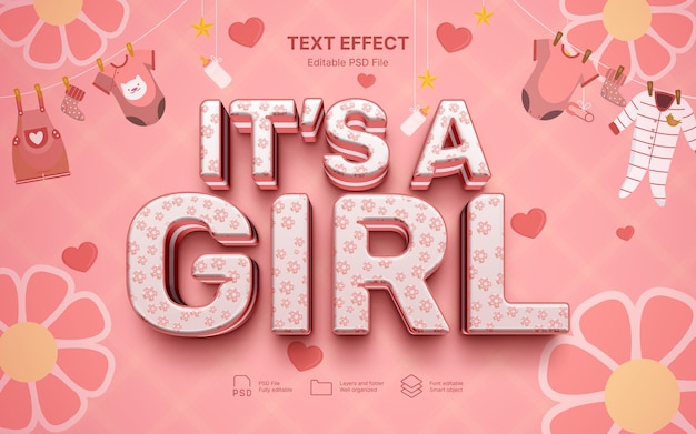 PSD gender reveal text effect