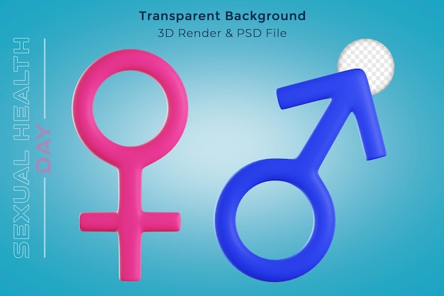 PSD gender symbol sexual health day concept isolated, 3d rendering