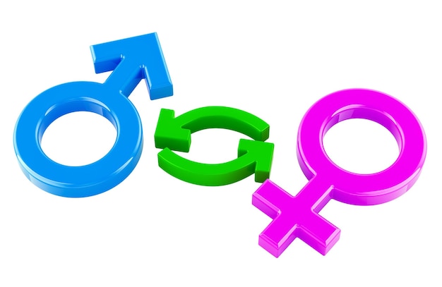 Gender transition concept 3D rendering isolated on transparent background