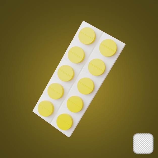 Geneeskunde gele pillen Drug Pack 3d illustratie