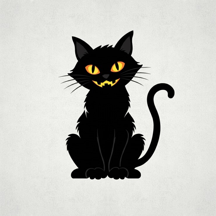 PSD generatywna sztuczna inteligencja tworzy złowrogie ikony czarnych kotów na halloween z przerażającymi szczegółami