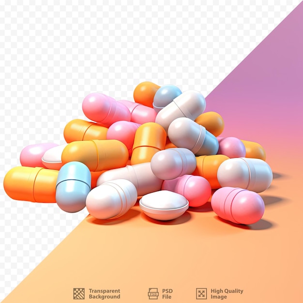 PSD generic pills isolated on transparent background