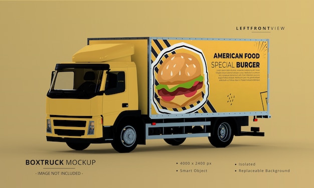 Generieke big box truck car mockup links vooraanzicht