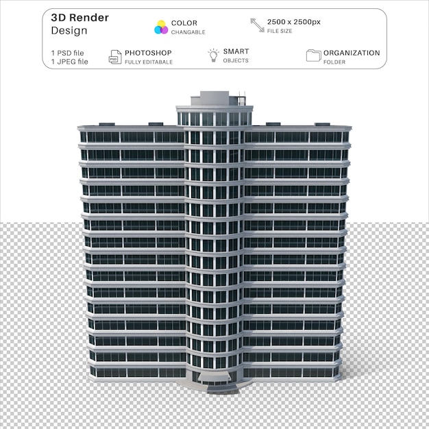 PSD generieke ziekenhuisgebouw gestileerde 3d-modellering psd-bestand