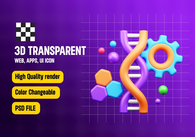 PSD genetic engineering 3d icon or future things 3d icon