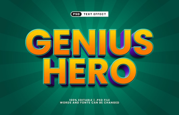 genius hero editable text effect with smart and kids text style