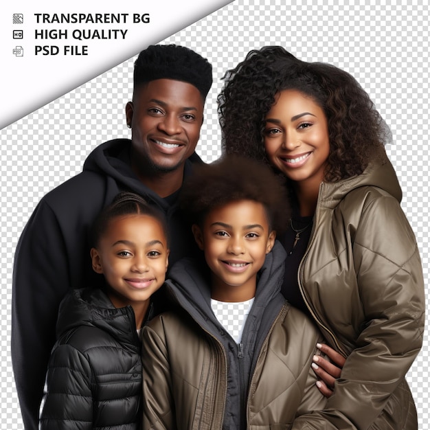 PSD genuine black family ultra realistic style white backgrou