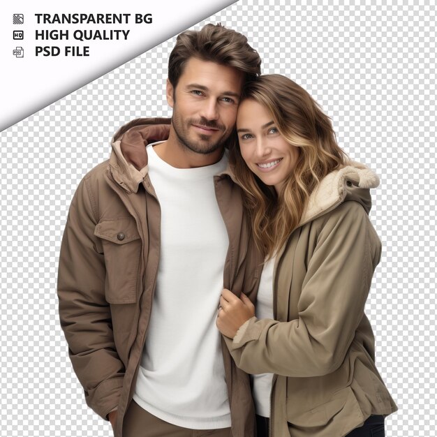 PSD genuine european couple ultra realistic style white backg