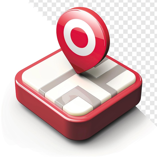 PSD geo cache icon red and white design on transparent background