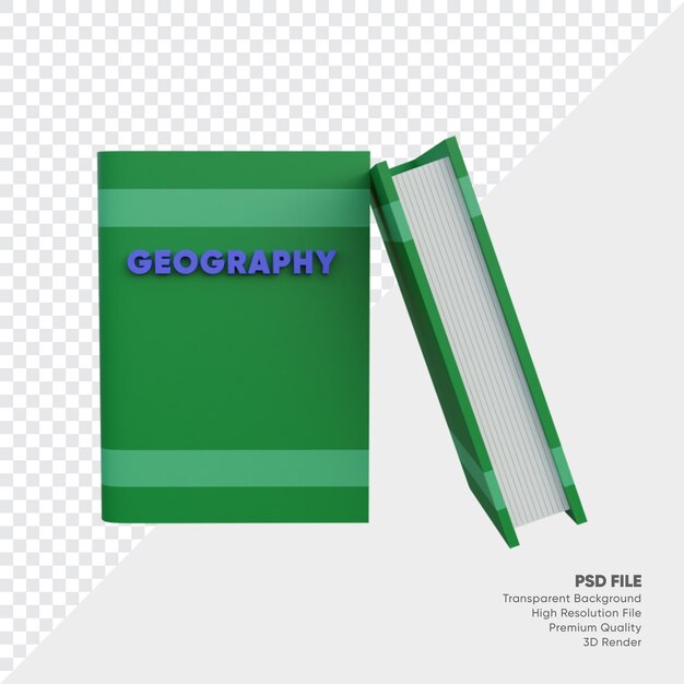 Geografie boek 3d illustratie