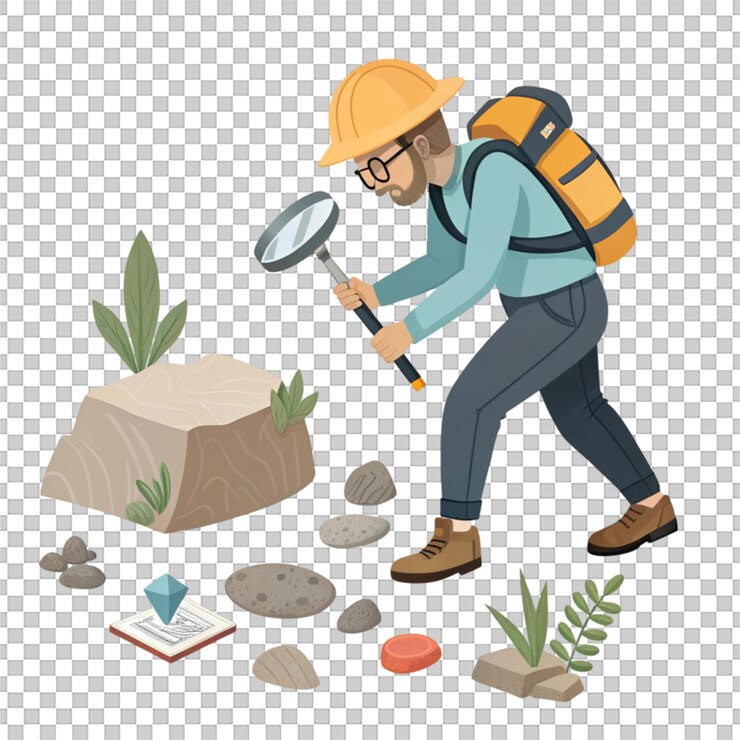 PSD geologist 3d icon with natural elements design isolated on white background for scientific purposes