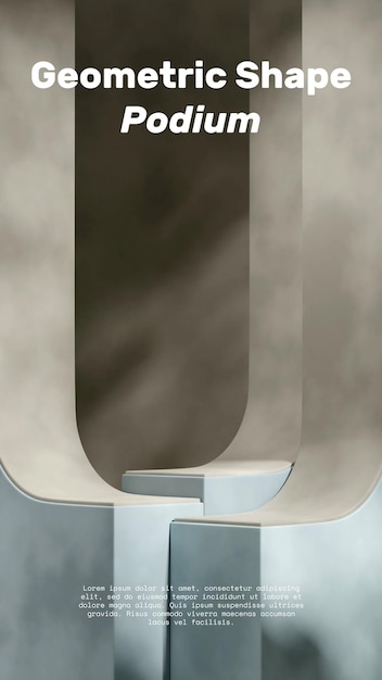 geomertic podium in portrait with minimalistic background 3d image render scene template