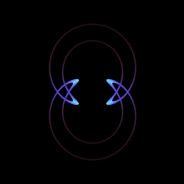 PSD geometric abstract artwork with curves and light effects