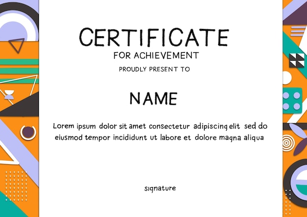 geometric abstract certificate modern elegant design for awards achievement recognition