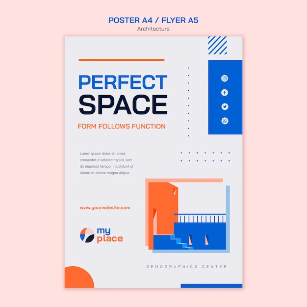 PSD geometric  architecture project poster template