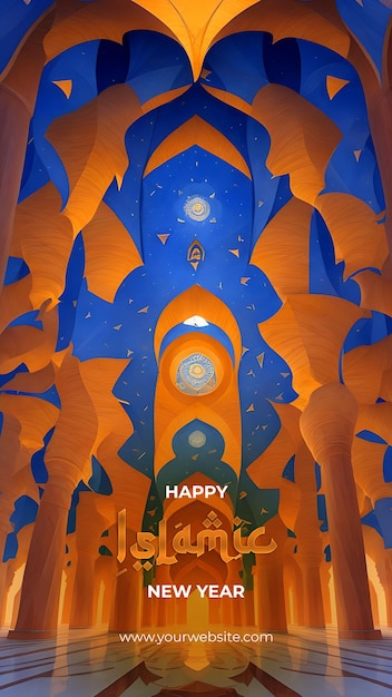 Geometric artistic vision of a mosque illustration to share the festive spirit the Islamic new year