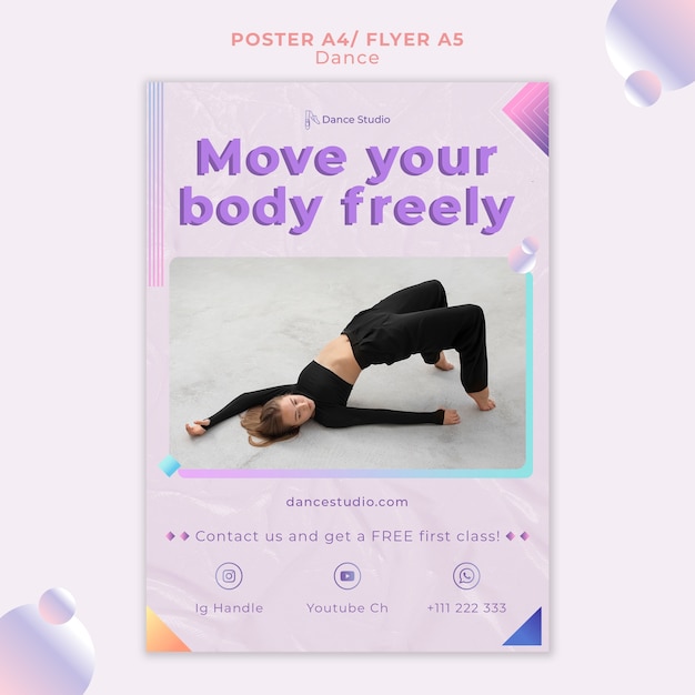 PSD geometric dance lessons  poster template