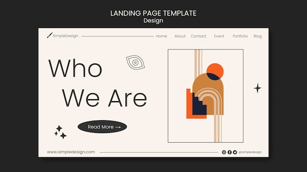 PSD geometric landing page design template