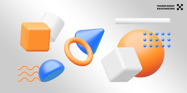 Geometric Memphis Shapes Illustration In Minimalist 3D Render