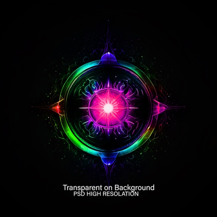 PSD geometric neon icon on transparent background