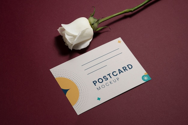 Geometric paper flyer with rose flower