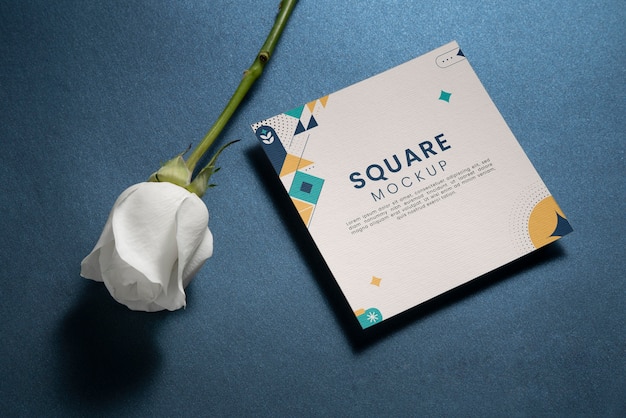 PSD geometric paper flyer with rose flower