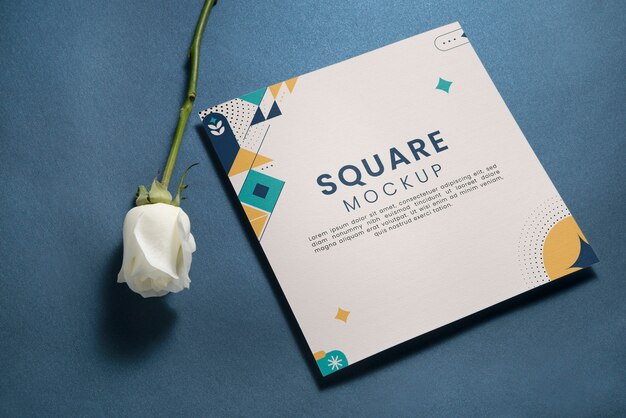 Geometric paper flyer with rose flower