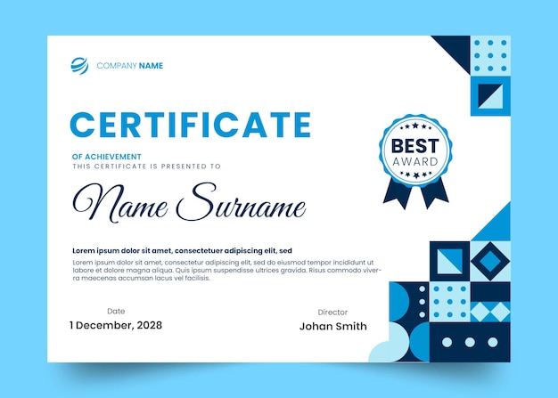 geometric patern certificate design
