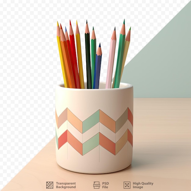 PSD geometric patterned pencil holder alone on background