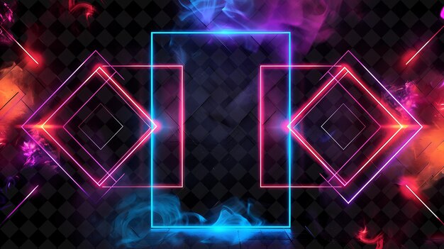PSD geometric patterns arcane frame with intricate neon geometri neon color frame y2k art collection