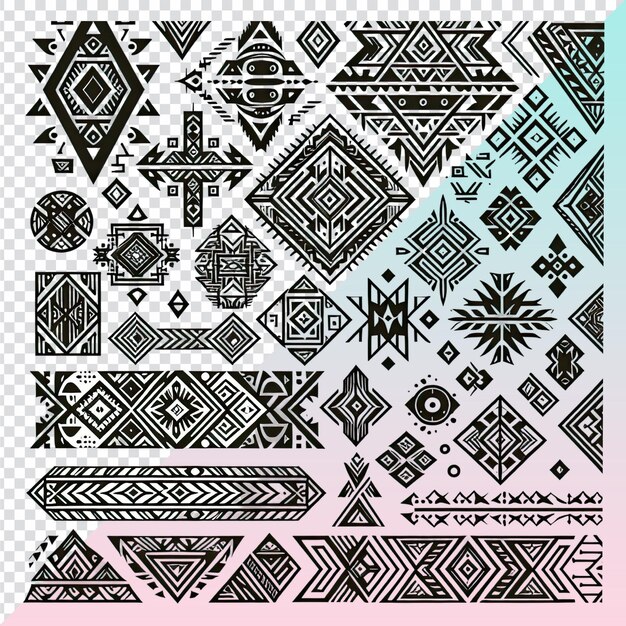 PSD geometric tribal elements isolated on transparent background