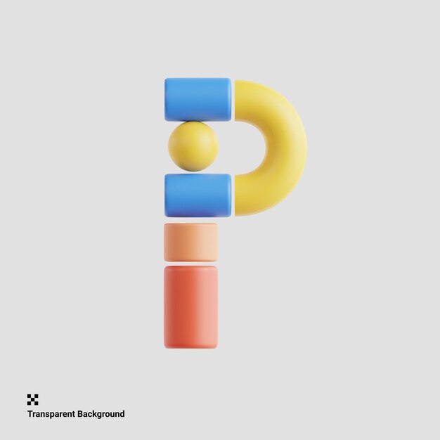 Geometrische 3d illustratie van hoofdletter p