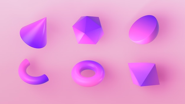 Geometrische figuren in 3D-rendering