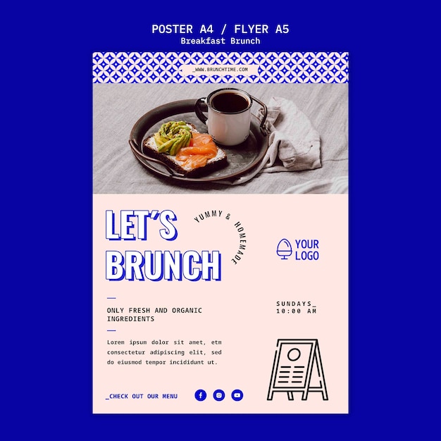 PSD geometrische ontbijt brunch poster