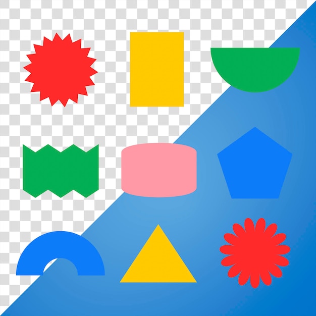 Geometrische vorm png sticker kleurrijke platte clipart set