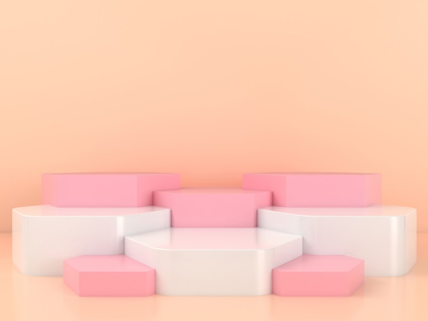 Geometrische vorm wit roze podiumweergave Mockup