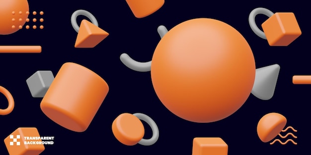 Geometryczna ilustracja kształtów Memphis w minimalistycznym renderowaniu 3D
