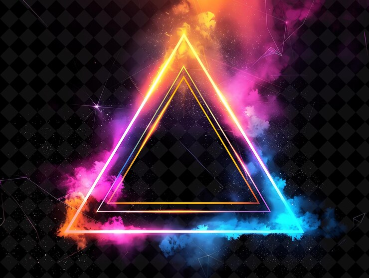 PSD geometryczna pryzmatyczna ramka arcanowa z przecinającą się geometryczną ramką kolorową sha neon kolor y2k art collection