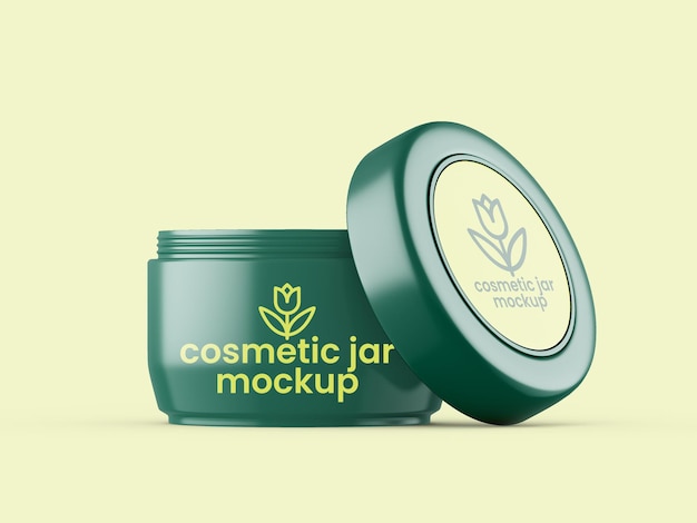 Geopende cosmetische plastic pot mockup 3D-rendering